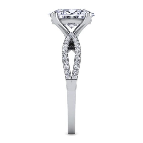 14K White Gold Split Shank Oval Diamond Engagement Ring - Image 4