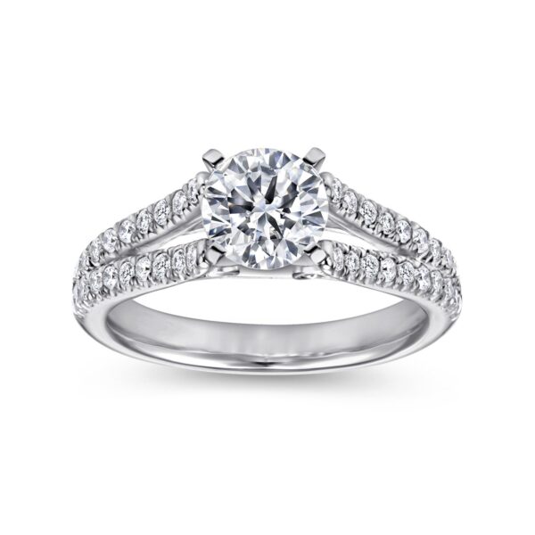 Platinum Round Split Shank Diamond Engagement Ring - Image 4
