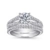 Platinum Round Split Shank Diamond Engagement Ring - Image 5