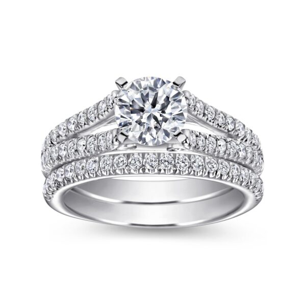 Platinum Round Split Shank Diamond Engagement Ring - Image 5