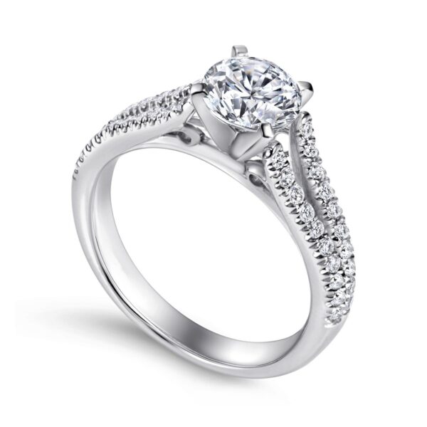 Platinum Round Split Shank Diamond Engagement Ring - Image 2