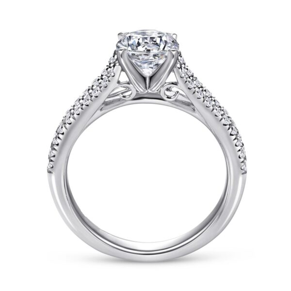 Platinum Round Split Shank Diamond Engagement Ring - Image 3