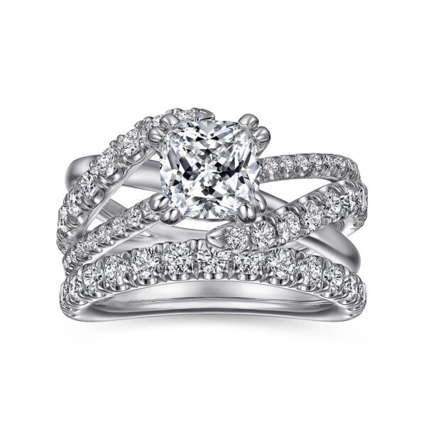 14K White Gold Cushion Cut Diamond Engagement Ring - Image 5
