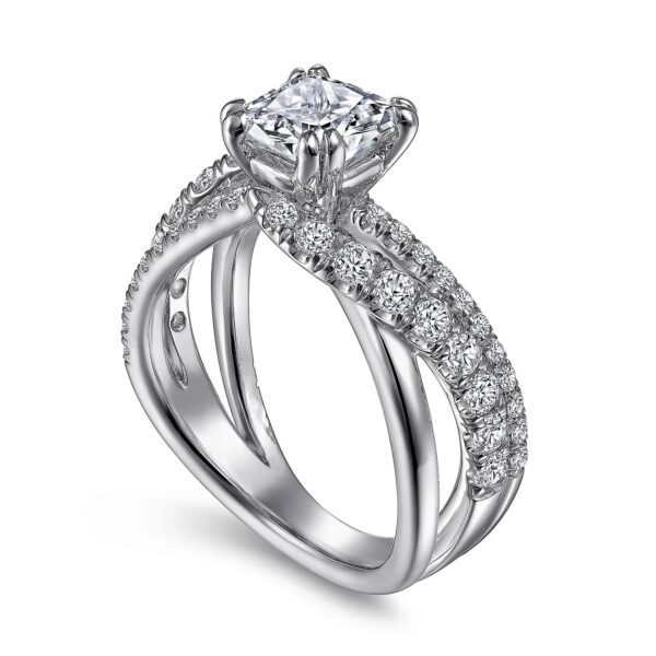 14K White Gold Cushion Cut Diamond Engagement Ring - Image 4