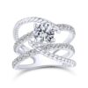 14K White Gold Free Form Round Diamond Engagement Ring - Image 4