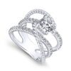 14K White Gold Free Form Round Diamond Engagement Ring - Image 3
