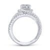 14K White Gold Free Form Round Diamond Engagement Ring - Image 2