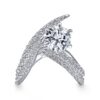 14K White Gold Free Form Round Diamond Engagement Ring - Image 5