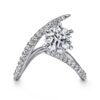 14K White Gold Free Form Round Diamond Engagement Ring