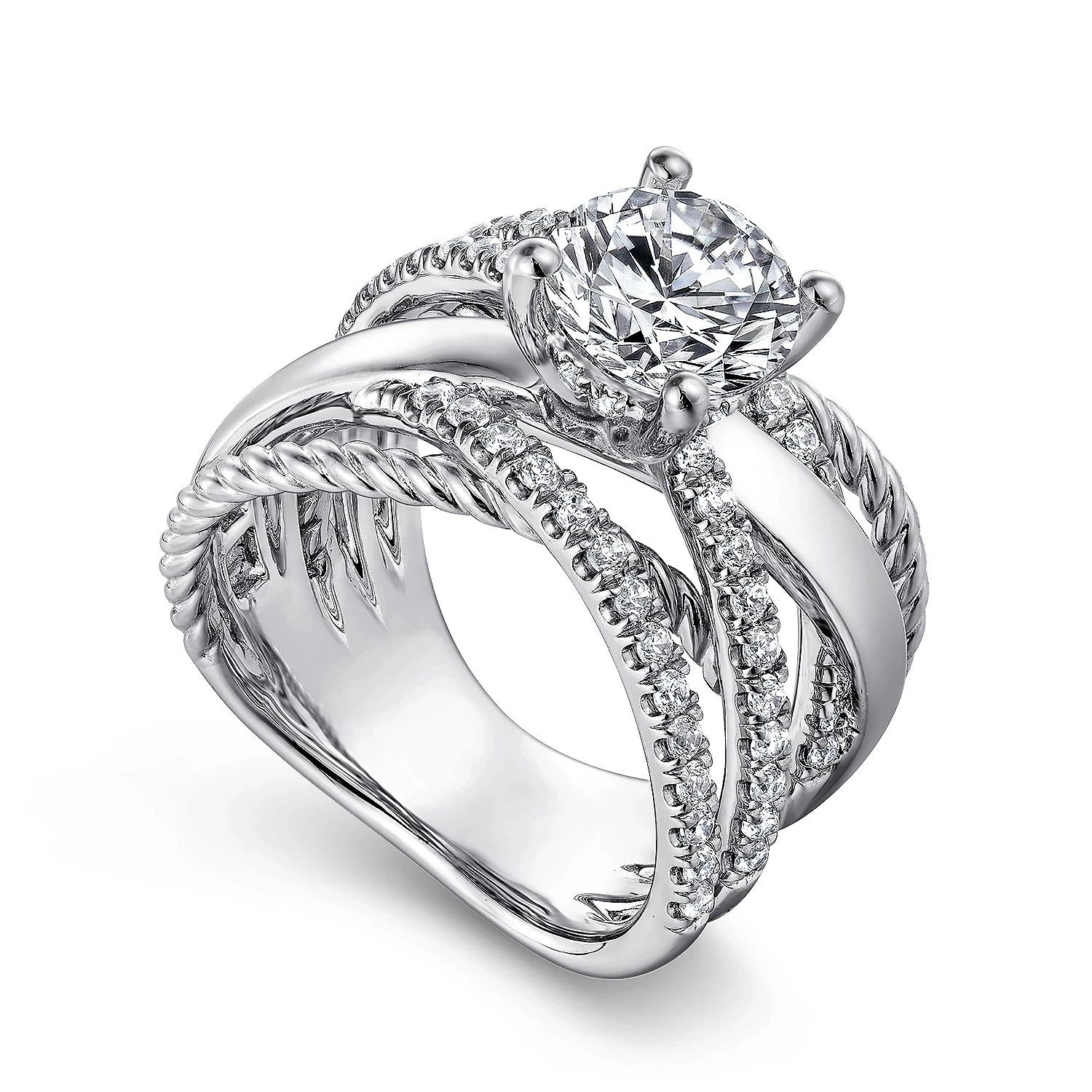 14Kt White Gold Free-Form Engagement Ring Mounting With 0.27cttw Natural  Diamonds – Lasker Jewelers