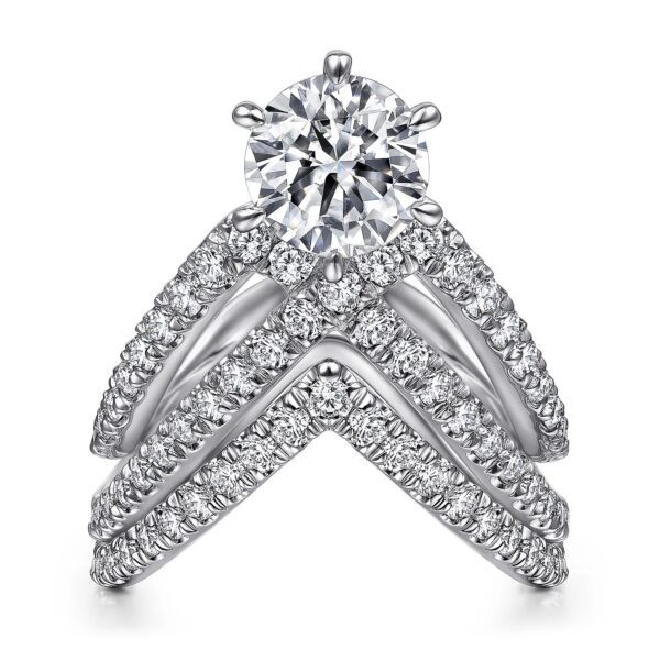 14K White Gold Free Form Round Diamond Channel Set Engagement Ring - Image 5