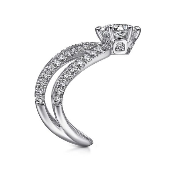 14K White Gold Free Form Round Diamond Channel Set Engagement Ring - Image 4