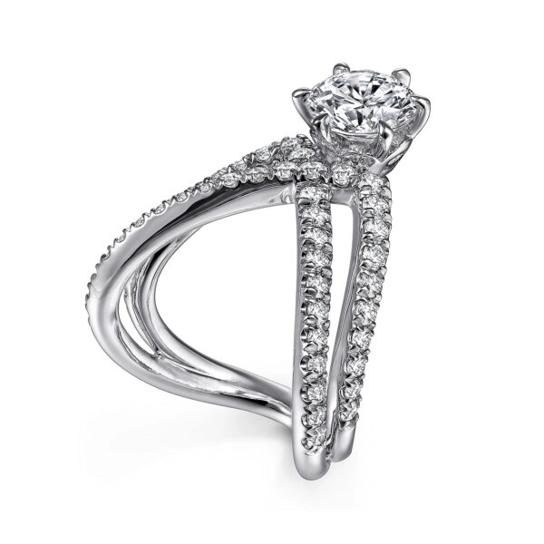 14K White Gold Free Form Round Diamond Channel Set Engagement Ring - Image 2