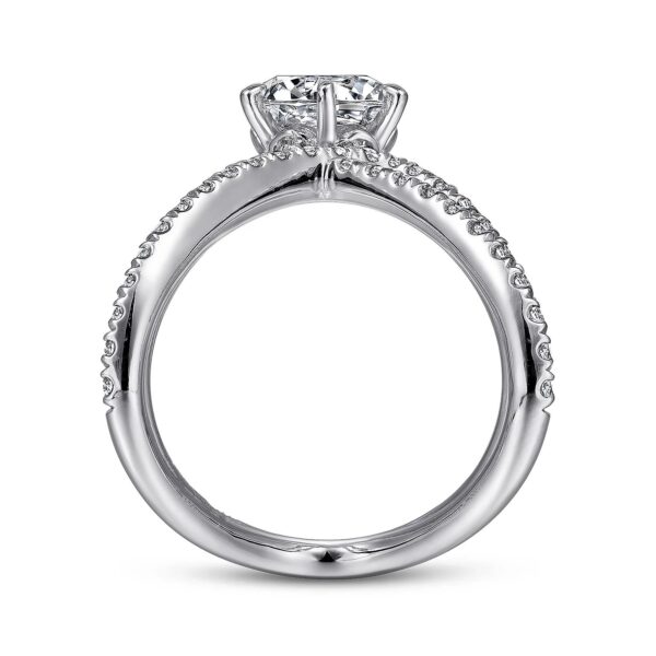 14K White Gold Free Form Round Diamond Channel Set Engagement Ring - Image 3