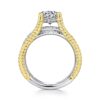 14K White-Yellow Gold Free Form Round Diamond Engagement Ring - Image 2