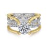 14K White-Yellow Gold Free Form Round Diamond Engagement Ring