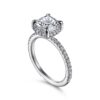 14K White Gold Hidden Halo Cushion Cut Diamond Engagement Ring - Image 3