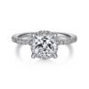 14K White Gold Hidden Halo Cushion Cut Diamond Engagement Ring