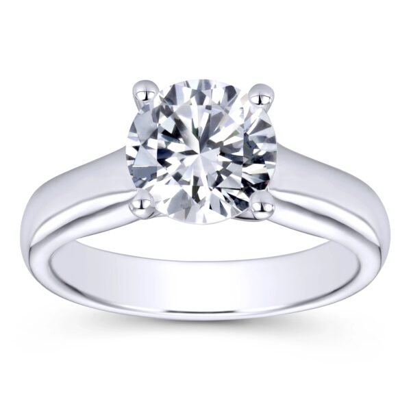 14K White Gold Round Diamond Engagement Ring - Image 4