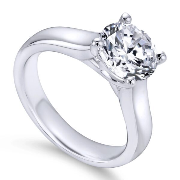 14K White Gold Round Diamond Engagement Ring - Image 2