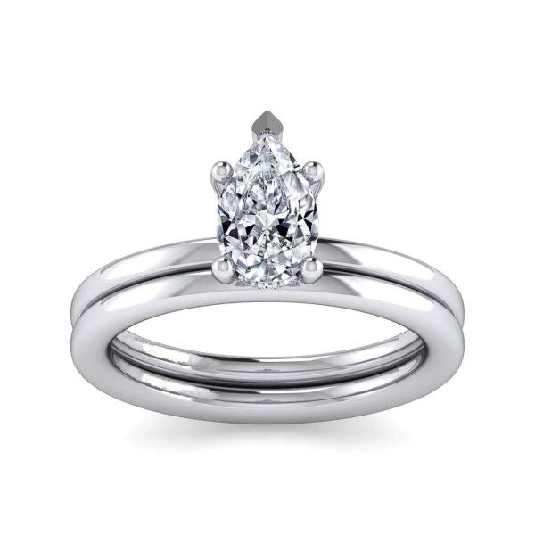 14K White Gold Pear Shape Diamond Engagement Ring - Image 5