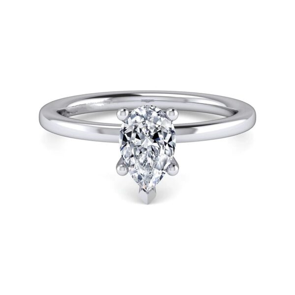 14K White Gold Pear Shape Diamond Engagement Ring