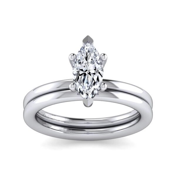 14K White Gold Marquise Shape Diamond Engagement Ring - Image 5