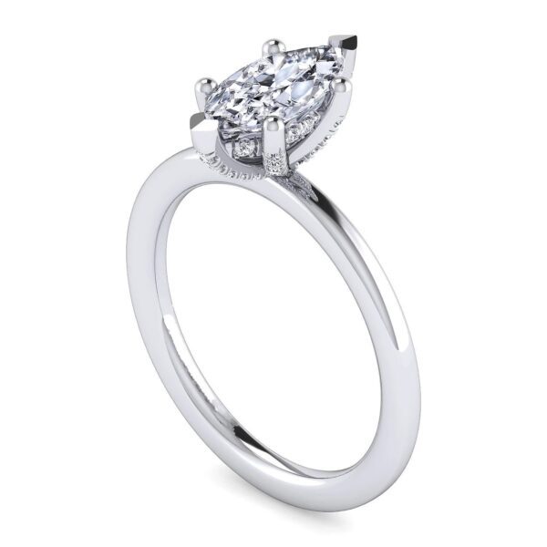 14K White Gold Marquise Shape Diamond Engagement Ring - Image 2