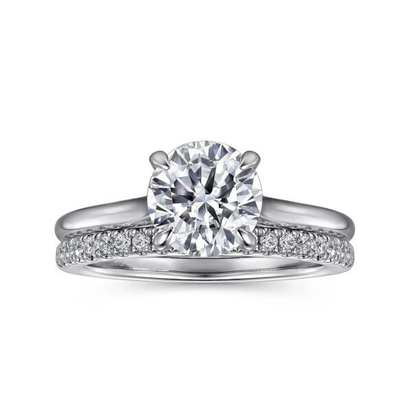 14K White Gold Round Diamond Engagement Ring - Image 5