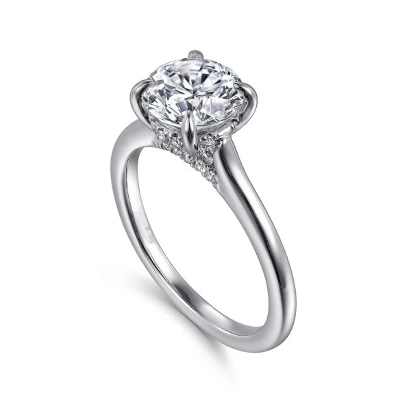 14K White Gold Round Diamond Engagement Ring - Image 4