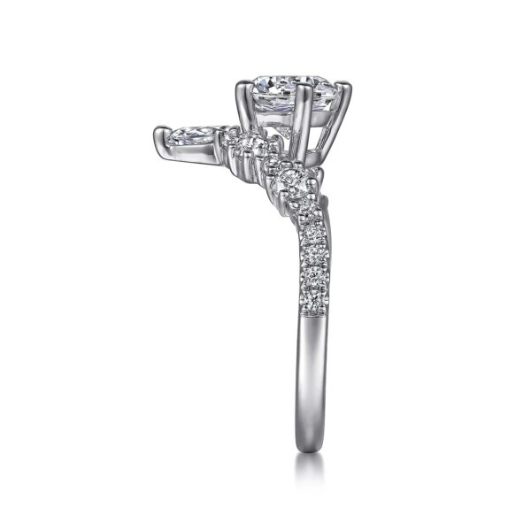 14K White Gold Chevron Round Diamond Engagement Ring - Image 3