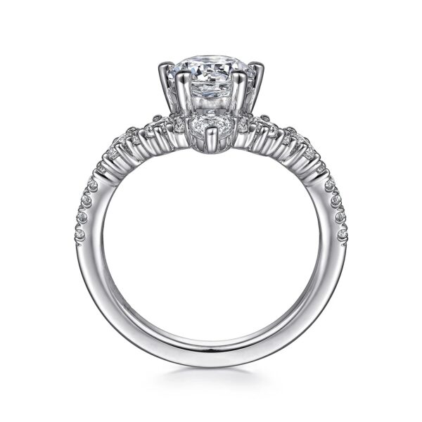 14K White Gold Chevron Round Diamond Engagement Ring - Image 2