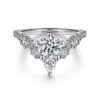 14K White Gold Chevron Round Diamond Engagement Ring