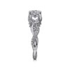 14K White Gold Floral Round Diamond Engagement Ring - Image 4