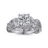 14K White Gold Floral Round Diamond Engagement Ring - Image 5