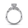 14K White Gold Floral Round Diamond Engagement Ring - Image 2