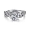 14K White Gold Floral Round Diamond Engagement Ring