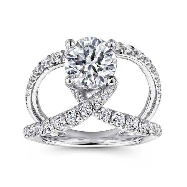 14K White Gold Round Diamond Engagement Ring - Image 4