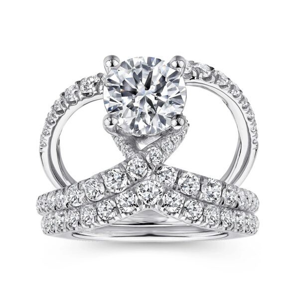 14K White Gold Round Diamond Engagement Ring - Image 5