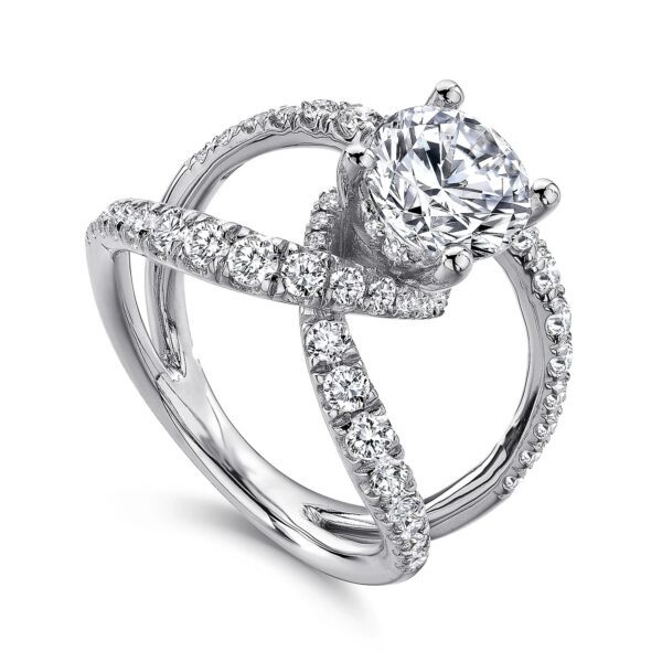 14K White Gold Round Diamond Engagement Ring - Image 2