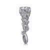 14K White Gold Floral Oval Diamond Engagement Ring - Image 4