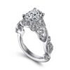 14K White Gold Floral Oval Diamond Engagement Ring - Image 3