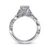 14K White Gold Floral Oval Diamond Engagement Ring - Image 2