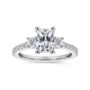 14K White Gold Emerald Cut Three Stone Diamond Engagement Ring - Image 3