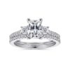 14K White Gold Emerald Cut Three Stone Diamond Engagement Ring - Image 5