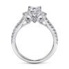 14K White Gold Emerald Cut Three Stone Diamond Engagement Ring - Image 2