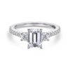 14K White Gold Emerald Cut Three Stone Diamond Engagement Ring