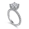 14K White Gold Hidden Halo Round Diamond Engagement Ring - Image 3