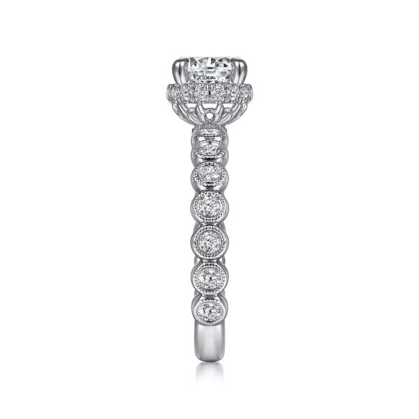 Vintage Inspired 14K White Gold Round Diamond Engagement Ring - Image 3