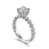 Vintage Inspired 14K White Gold Round Diamond Engagement Ring - Image 2